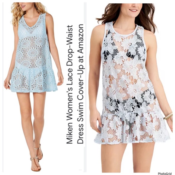 Miken | Swim | Miken Swim Xl Light Blue Lace Swimsuit Cover Up Nwt ...